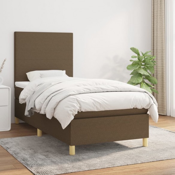 Lit avec matelas Marron foncé 80x200 cm