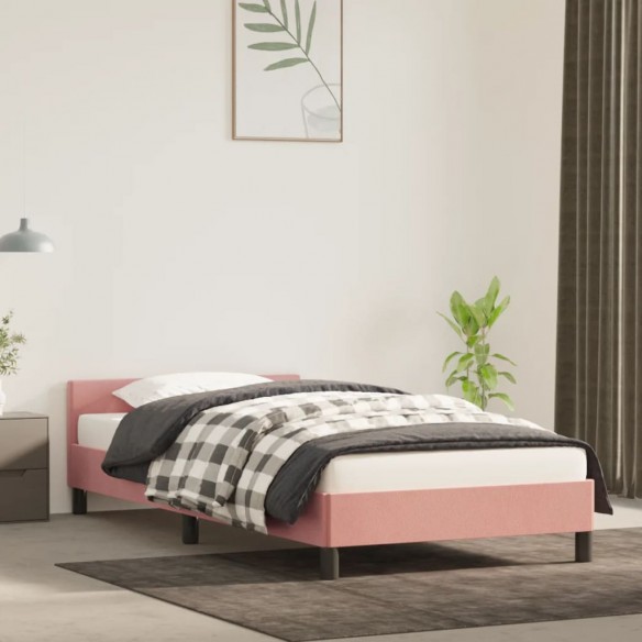 Lit avec tête de lit Rose 80x200 cm Velours