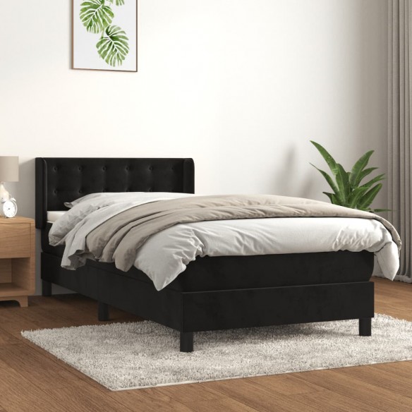 Lit et matelas Noir 80x200 cm Velours