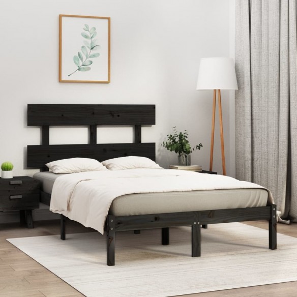 Lit Noir Bois massif 140x190 cm