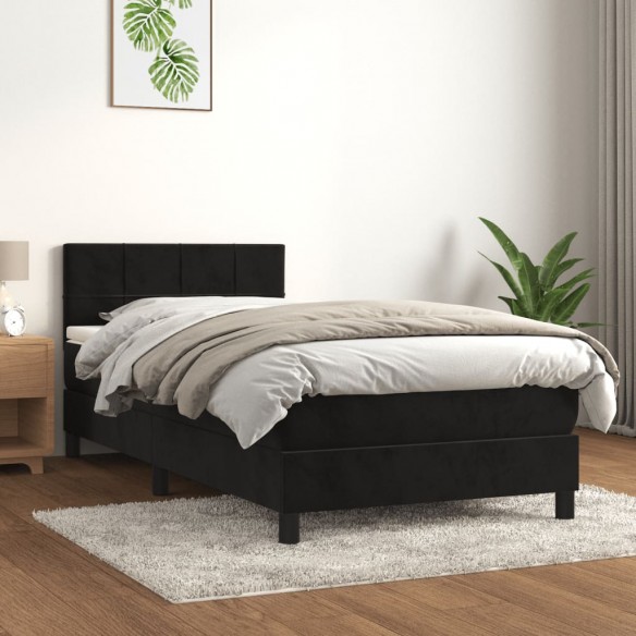 Lit avec matelas Noir 90x190 cm Velours