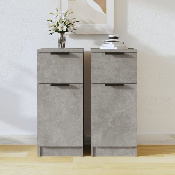 Buffets 2 pcs Gris béton 30x30x70 cm 