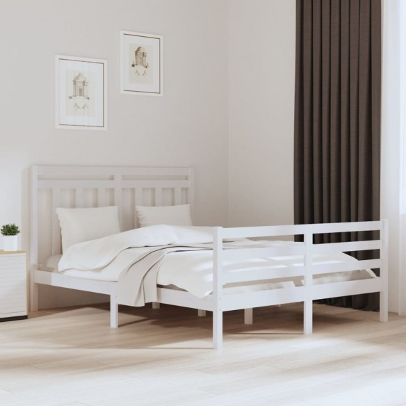 Lit Blanc Bois massif 150x200 cm Très grand