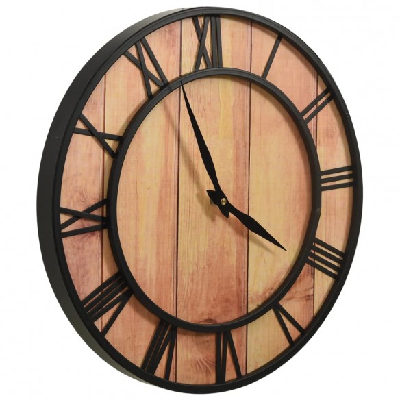 Horloge murale 39 cm Marron et noir MDF et fer Horloge murale 39 cm Marron et noir MDF et fer