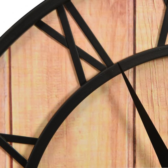 Horloge murale 39 cm Marron et noir MDF et fer Horloge murale 39 cm Marron et noir MDF et fer