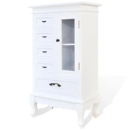 Armoire avec 5 tiroirs et 2 étagères Blanc 2