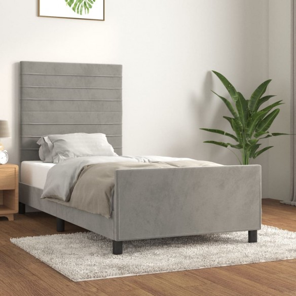 Lit avec tête de lit Gris clair 80x200 cm Velours
