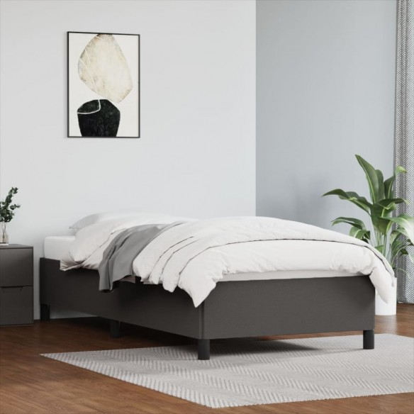 Lit Gris 90x200 cm Similicuir
