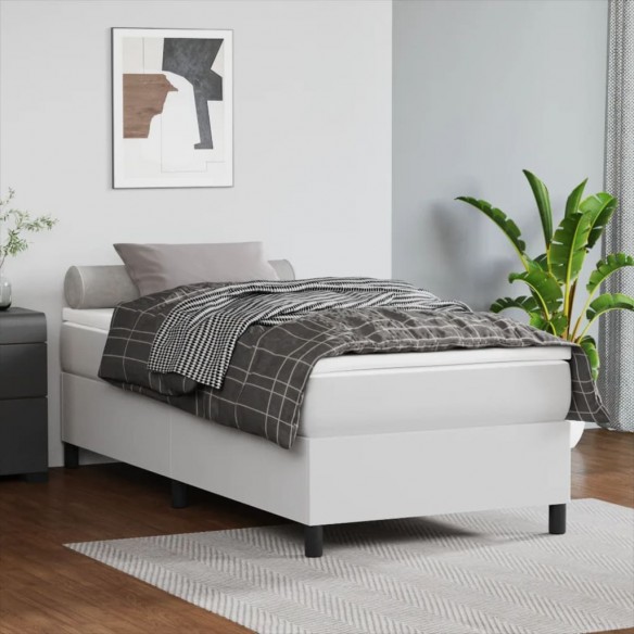 Lit avec matelas Blanc 90x190 cm Similicuir