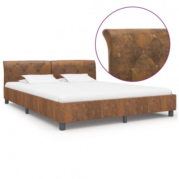Lit Marron Similicuir daim 160 x 200 cm