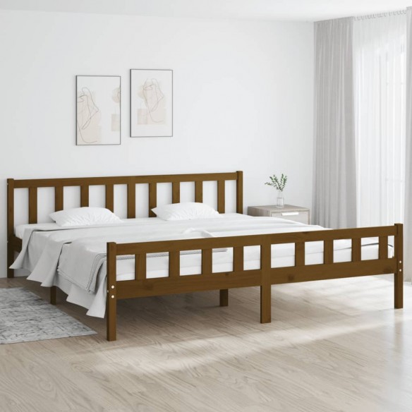 Lit Marron miel Bois massif 200x200 cm