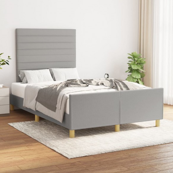 Lit avec tête de lit Gris clair 120x200 cm Tissu