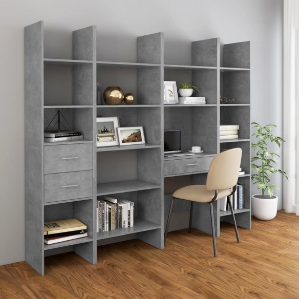 Bibliothèque Gris béton 60x35x180 cm Aggloméré