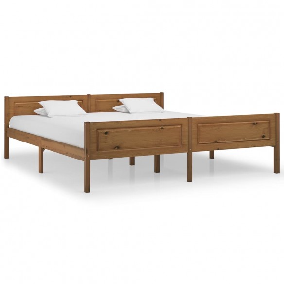 Lit Bois de pin massif Marron miel 180x200 cm
