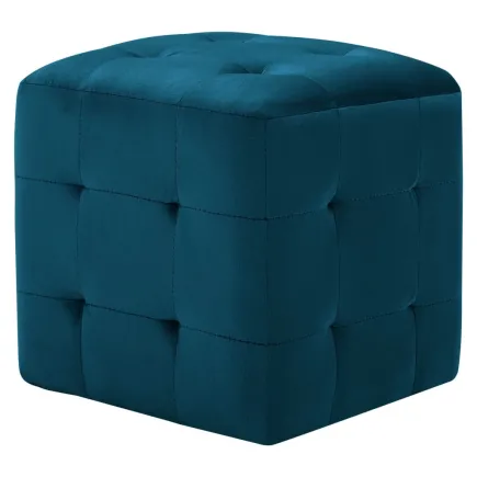 2 pcs Poufs Bleu 30 x 30 x 30 cm Tissu velours 2