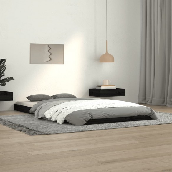 Lit Noir 100x200 cm Bois de pin massif