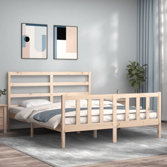 Lit avec tête de lit 160x200 cm bois massif
