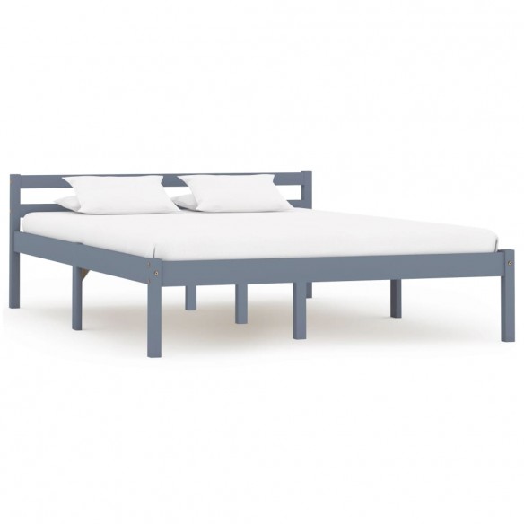 Lit Gris Bois de pin massif 120 x 200 cm
