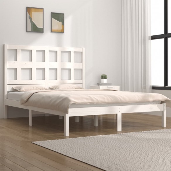 Lit Blanc Bois de pin massif 160x200 cm
