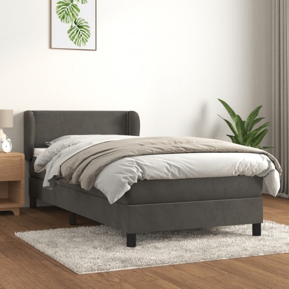 Lit et matelas Gris foncé 80x200 cm Velours
