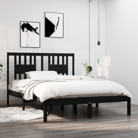 Lit Noir Bois massif 120x190 cm Petit Double