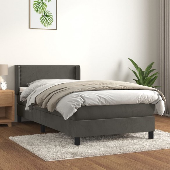 Lit et matelas Gris foncé 80x200 cm Velours