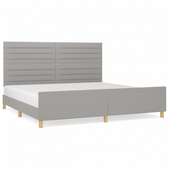 Lit avec tête de lit Gris clair 200x200 cm Tissu