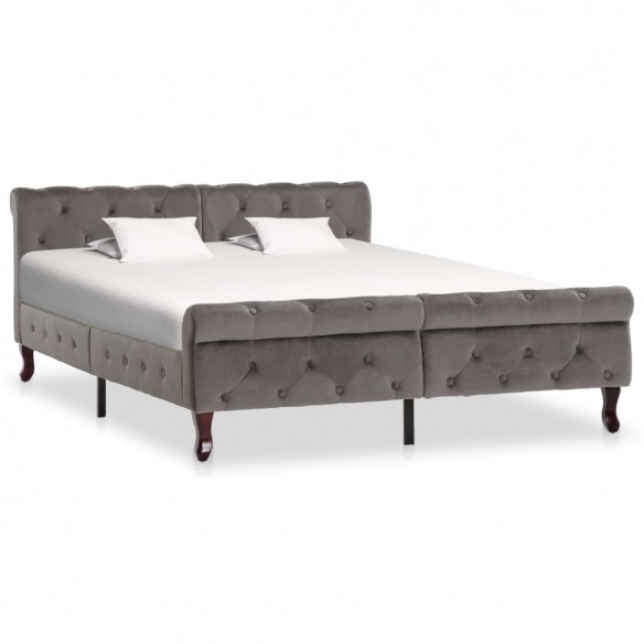 Lit Gris Velours 140 x 200 cm