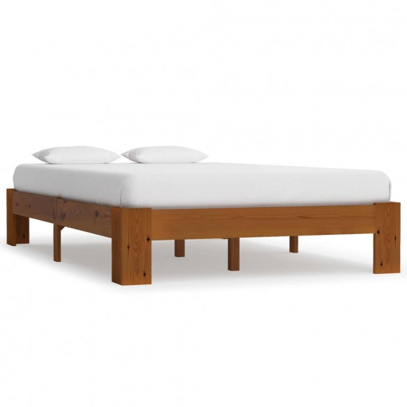 Lit Marron clair Bois de pin massif 120 x 200 cm