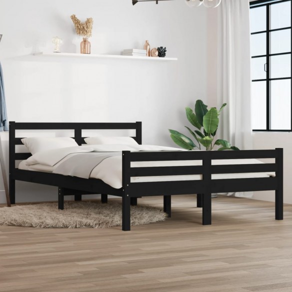 Lit Noir Bois massif 140x190 cm
