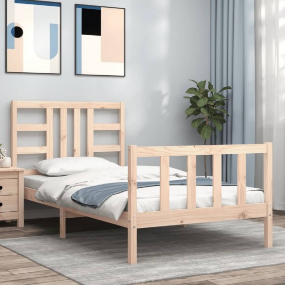 Lit avec tête de lit 90x200 cm bois massif
