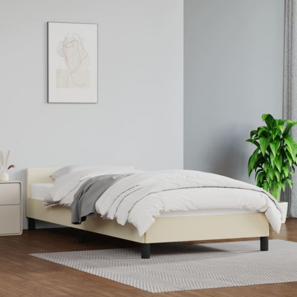 Lit avec tête de lit Crème 100x200 cm Similicuir