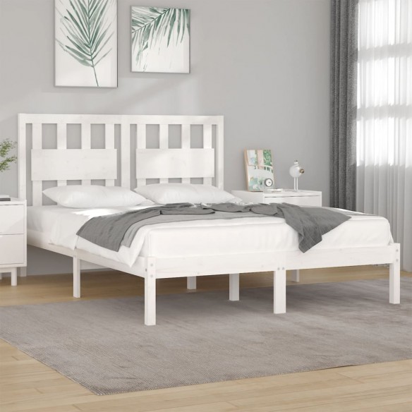 Lit Blanc Bois de pin massif 120x200 cm