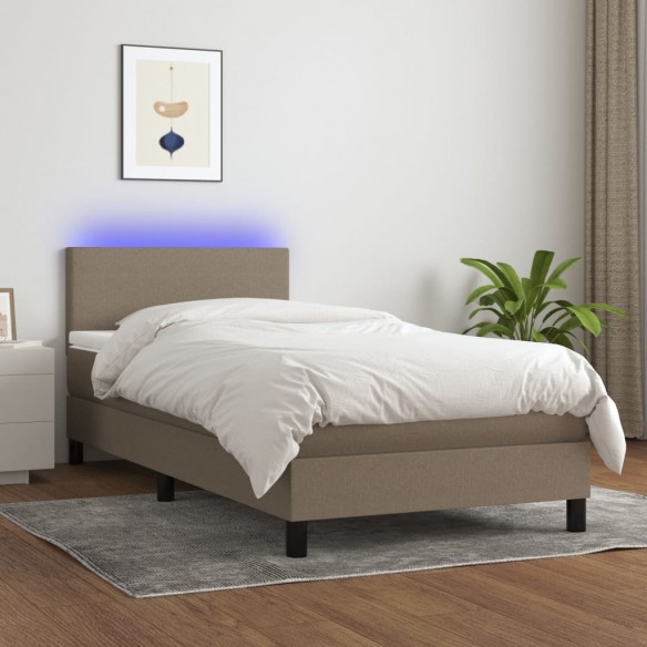Lit avec matelas LED Taupe 80x200cm Tissu