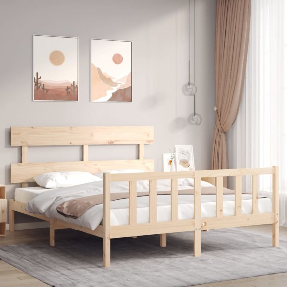 Lit avec tête de lit 160x200 cm bois massif