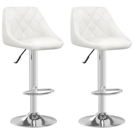 Tabourets de bar lot de 2 blanc similicuir 2