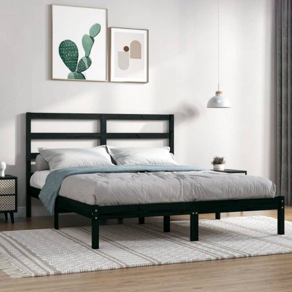 Lit Noir Bois massif 120x190 cm Petit Double