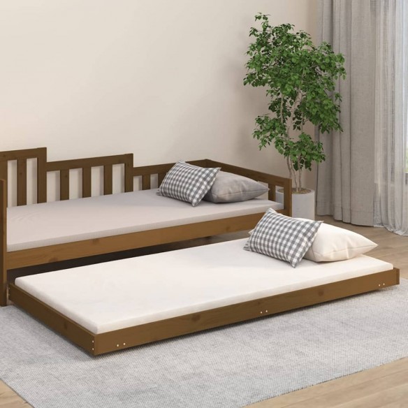 Lit Marron miel 80x200 cm Bois de pin massif
