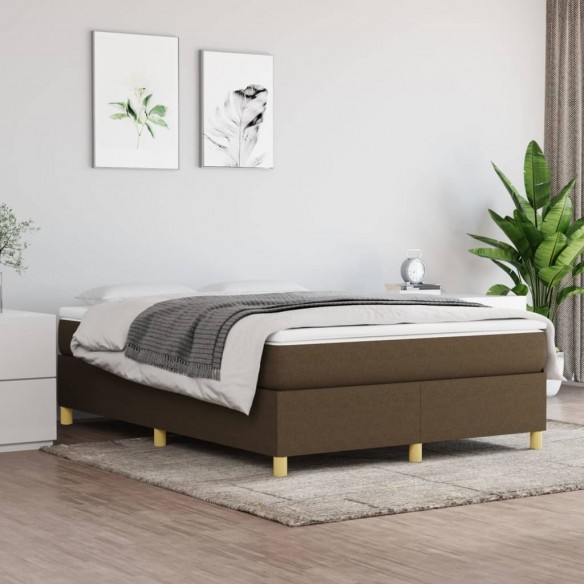 Lit Marron foncé 140x190 cm Tissu