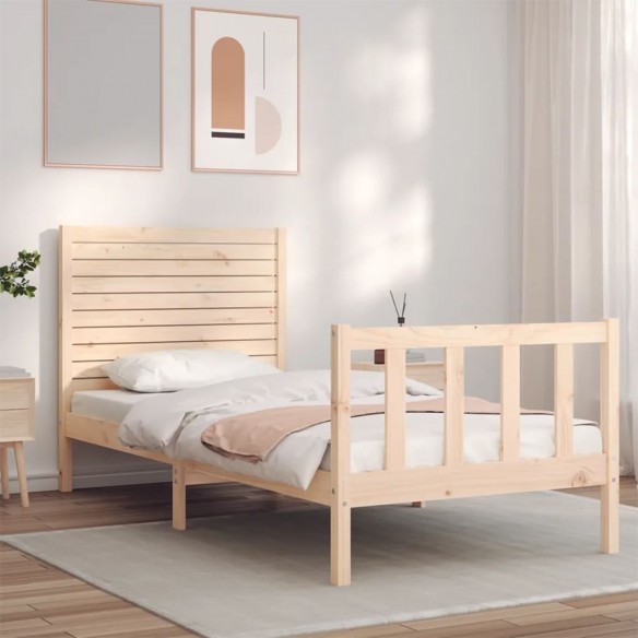 Lit avec tête de lit 90x200 cm bois massif