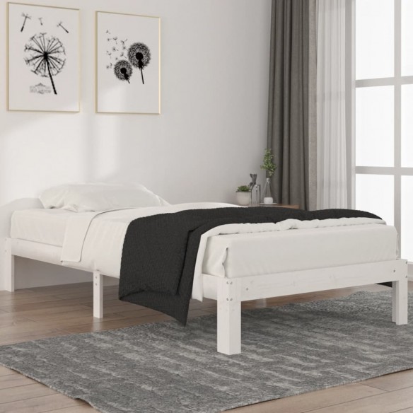 Lit Blanc Bois de pin massif 100x200 cm