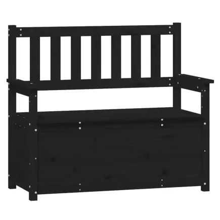 Banc Noir 112,5x51,5x96,5 cm Bois de pin massif 2