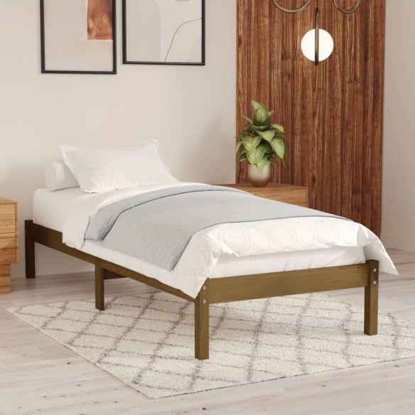 Lit Marron miel Bois de pin massif 100x200 cm