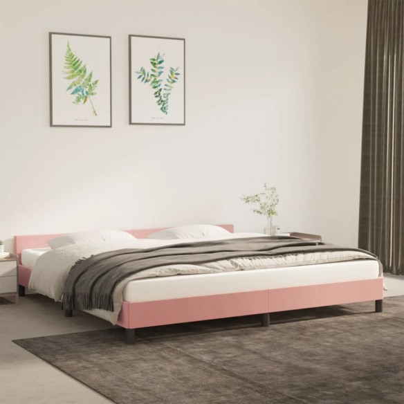 Lit avec tête de lit Rose 200x200 cm Velours