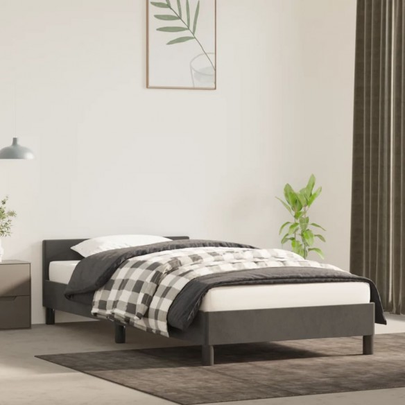 Lit avec tête de lit Gris foncé 100x200 cm Velours