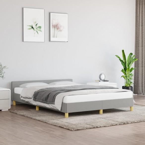Lit avec tête de lit Gris clair 140x190 cm Tissu