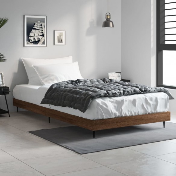 Lit chêne marron 100x200 cm bois d'ingénierie