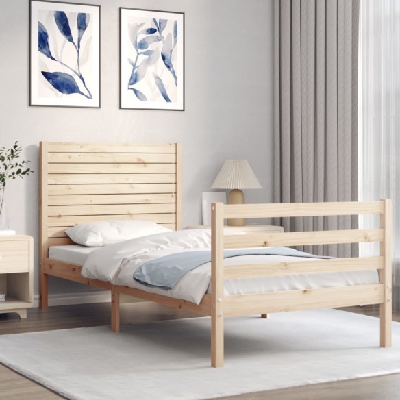Lit et tête de lit 100x200 cm bois massif