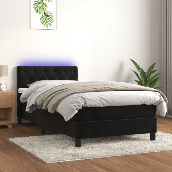 Lit avec matelas et LED Noir 80x200cm