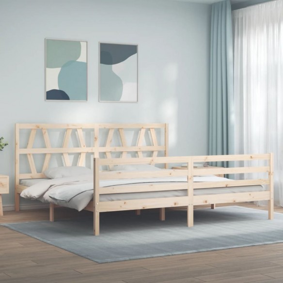Lit avec tête de lit 200x200 cm bois massif